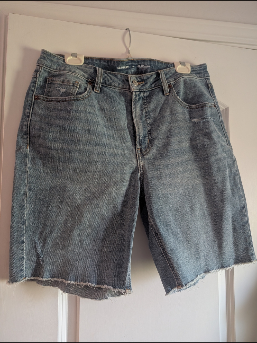 Old Navy Light Blue Raw Hem Denim Bermuda Shorts